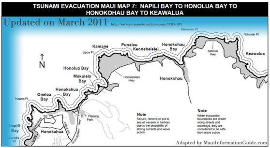 Maui tsunami evacuation map